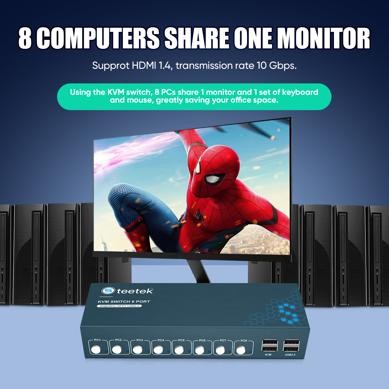 KVM Switch 8 Port HDMI KVM Swi - Gaming Keyboard And Mouse For Xbox recension och pris